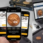 man checks the coin grade with the identification app